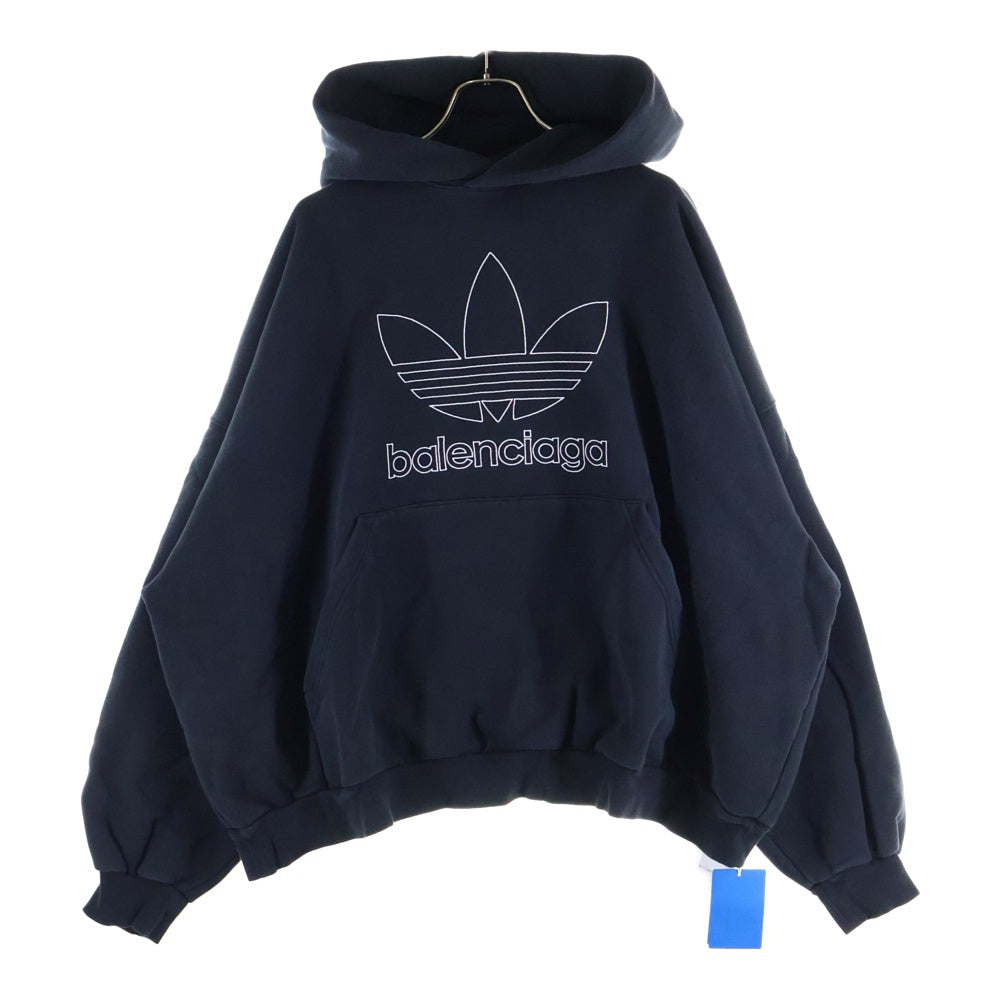 BALENCIAGA(バレンシアガ) 23SS ×adidas LARGE HOODIE OVERSIZED アディダス ロゴプリント オーバーサイズ スウェット プルオーバーパーカー ブラック 712396 TNVA9