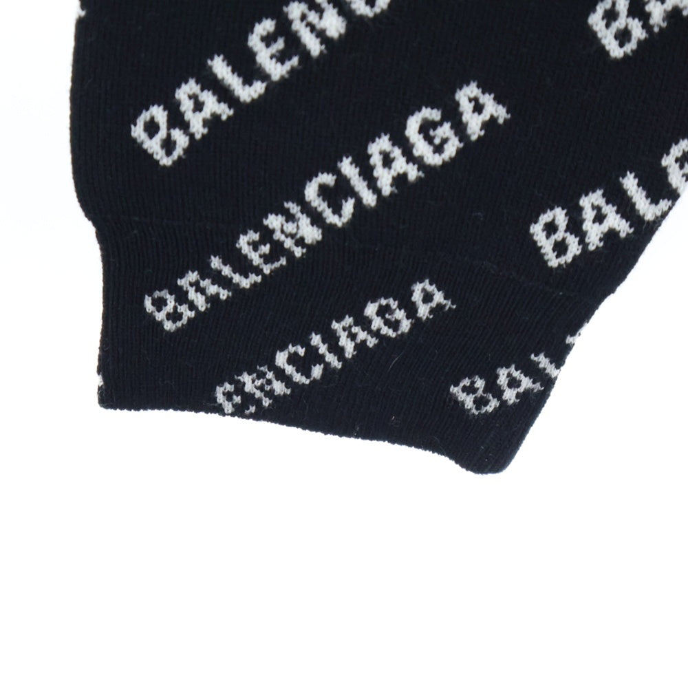 BALENCIAGA(バレンシアガ) MINI ALLOVER LOGO SWEATER ミニオールオーバーバイアスロゴ クルーネック ウールニット セーター ブラック 719654 T1660