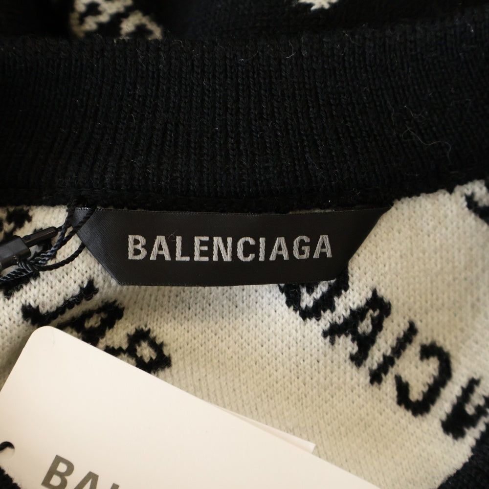 BALENCIAGA(バレンシアガ) MINI ALLOVER LOGO SWEATER ミニオールオーバーバイアスロゴ クルーネック ウールニット セーター ブラック 719654 T1660