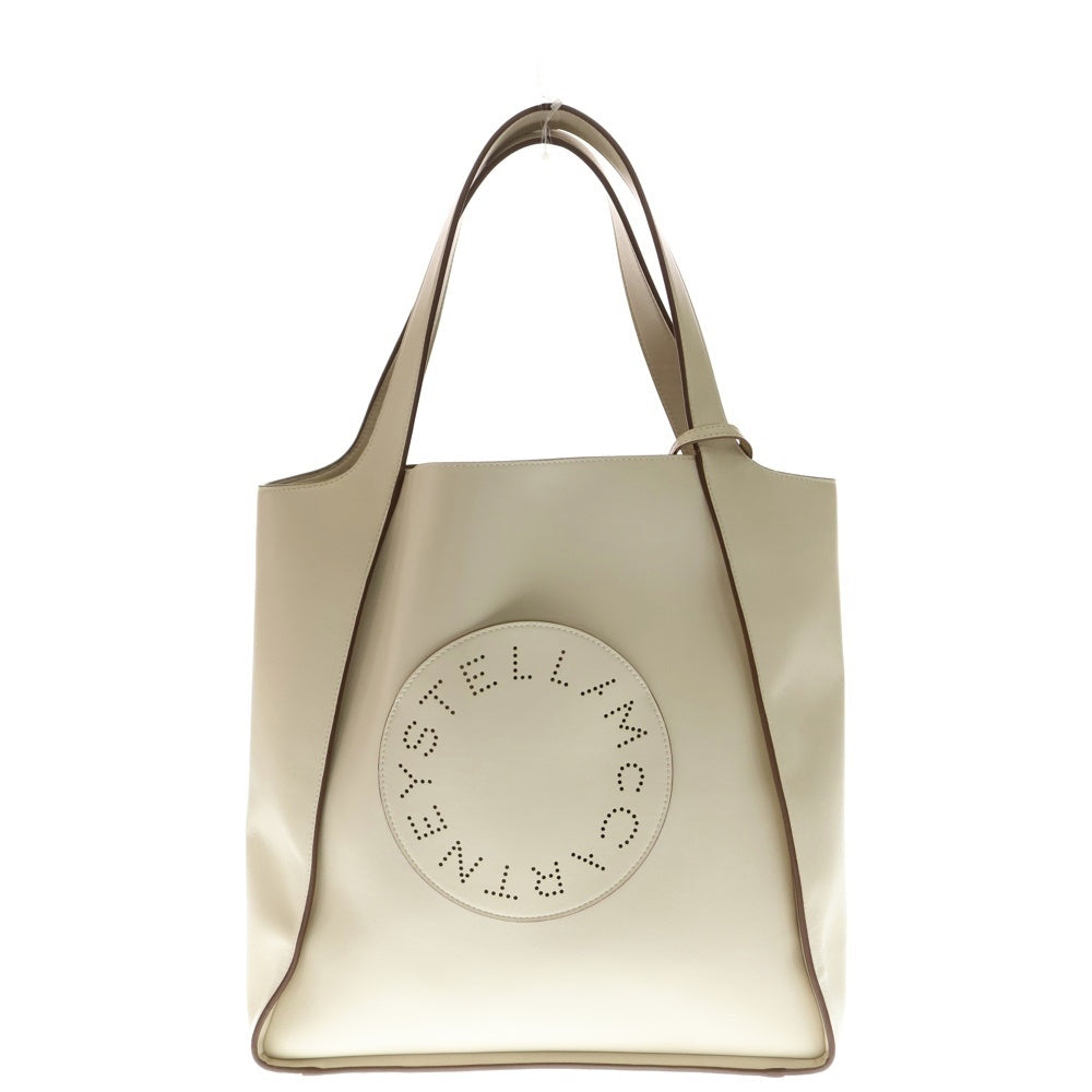STELLA McCARTNEY(ステラマッカートニー) LOGO TOTE ロゴデザイン レザー ハンド トートバッグ ベージュ W8542
