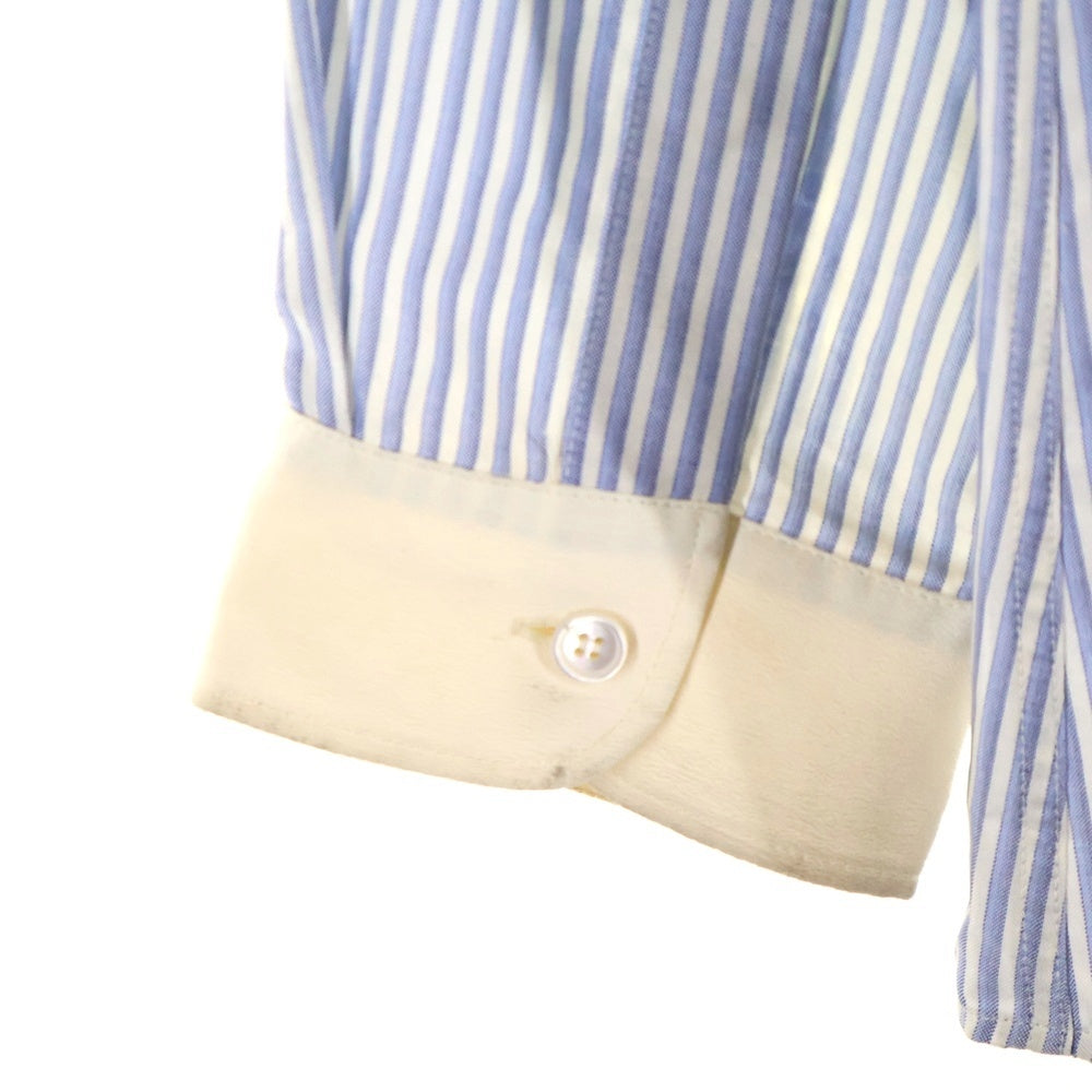 CELINE(セリーヌ) シルク ストライプ フロントトリオンフロゴエンブロイダリー 長袖シャツ ブルー/ホワイト 2C775485S