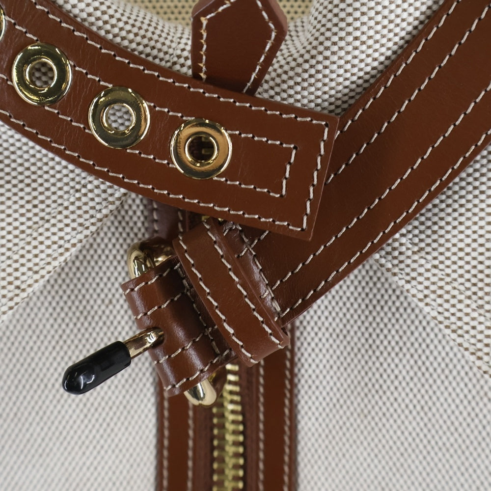 BURBERRY(バーバリー) ロゴプリント レザー切替 プルオーバー ハーフジップ ポンチョジャケット ベージュ/ブラウン レディース 8041709