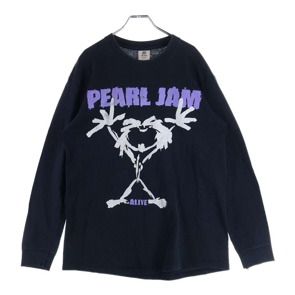 VINTAGE(ヴィンテージ) 90S VINTAGE PEARL JAM ALIVE BELTON ヴィンテージ USA製 パールジャム アライヴ フロントプリント 長袖Tシャツ カットソー ブラック