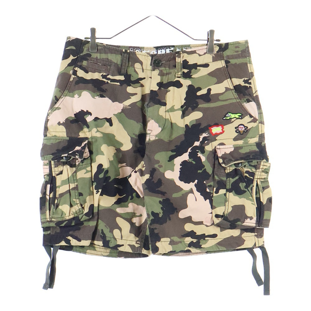 ICE CREAM(アイスクリーム) Rich Shorts in Camo カモ柄 ロゴワッペン ショートパンツ ハーフパンツ カーキ 401-4106