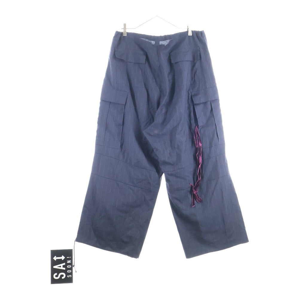 NUMBER (N)INE(ナンバーナイン) 01SS タイム期 ドローストリング ワイドストライプ カーゴスラックスパンツ ブラック