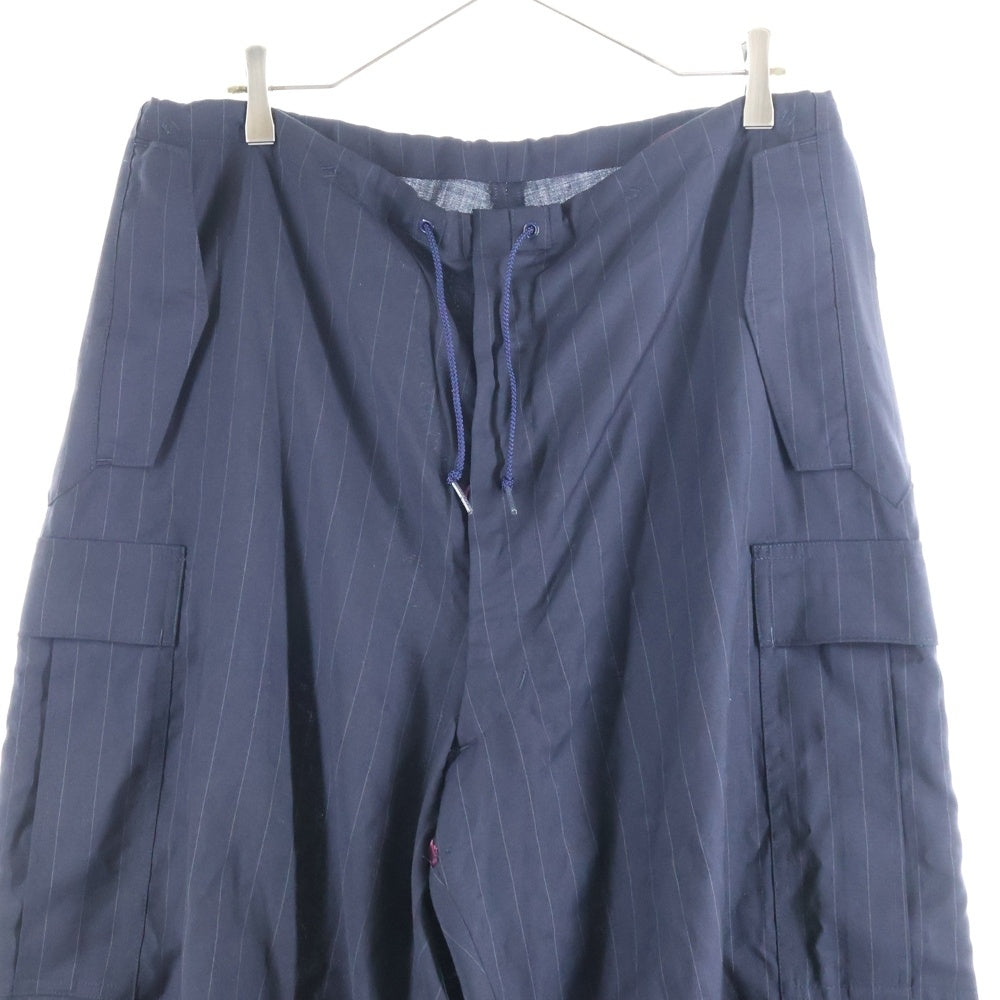 NUMBER (N)INE(ナンバーナイン) 01SS タイム期 ドローストリング ワイドストライプ カーゴスラックスパンツ ブラック