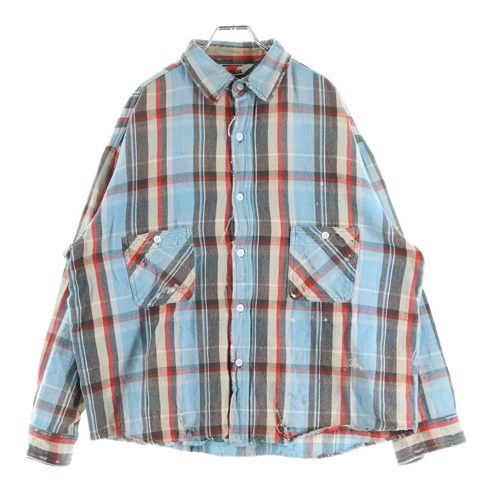 SAINT MICHAEL(セントマイケル) FLANNEL SHIRT CHECK BLUE フランネルチェックシャツ ブルー SM-HR8-0000-040