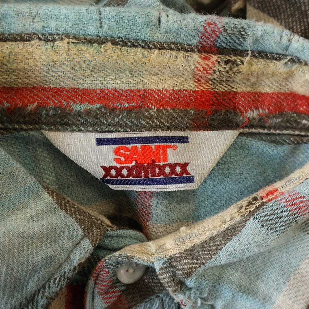SAINT MICHAEL(セントマイケル) FLANNEL SHIRT CHECK BLUE フランネルチェックシャツ ブルー SM-HR8-0000-040
