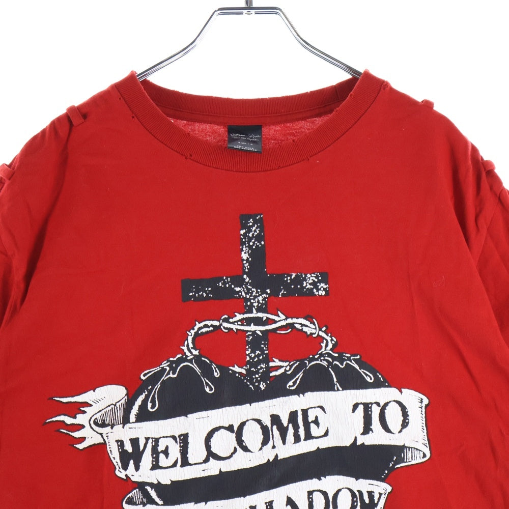 NUMBER (N)INE(ナンバーナイン) 06SS ARCHIVE WELCOME TO THE SHADOW ガンズ期 ウェルカムトゥザシャドウ フロントプリント クルーネック 半袖Tシャツ カットソー レッド アーカイブ