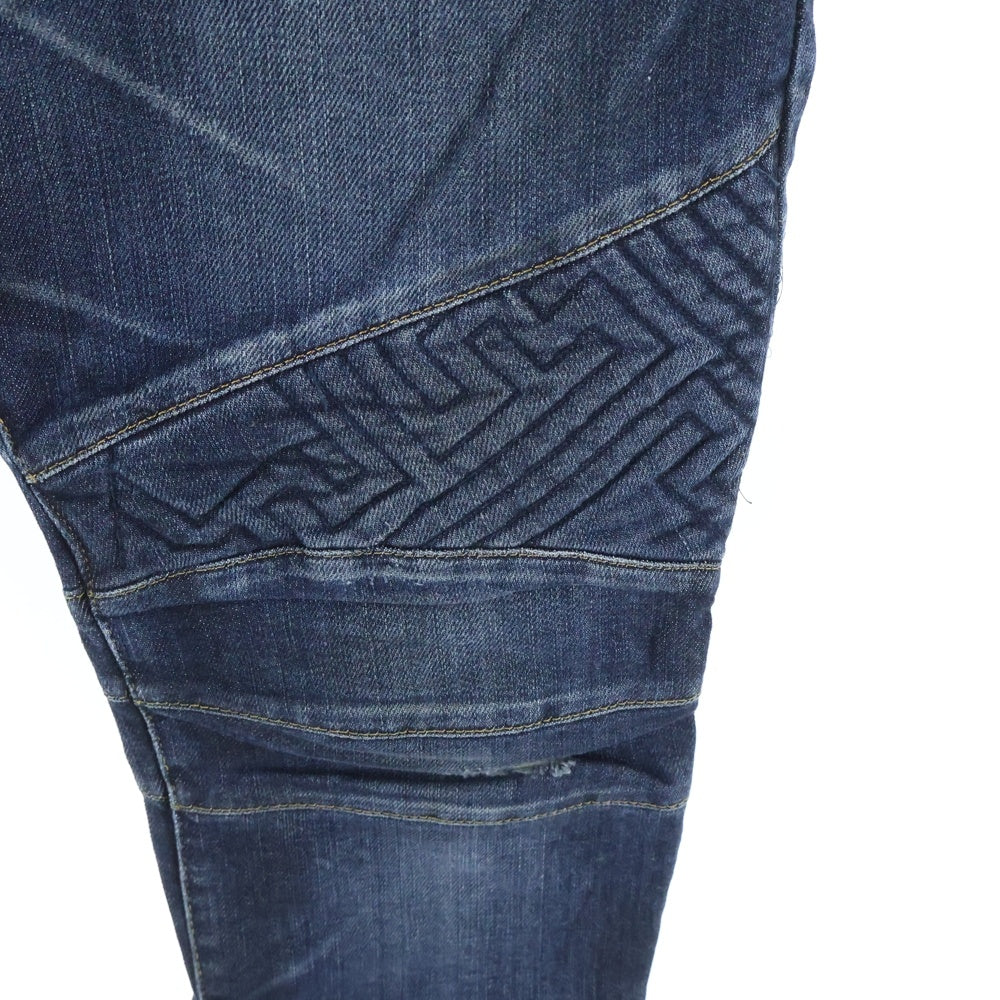 BALMAIN(バルマン) コットンストレッチ バイカーデニムパンツ インディゴ T551-B701