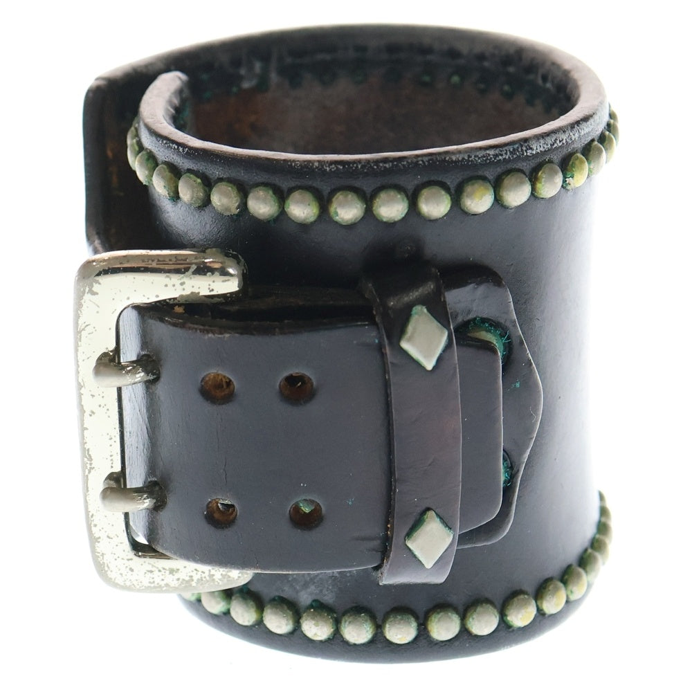 WOLF'S HEAD(ウルフズヘッド) 70mm スタッズ レザー ブレスレット ブラック