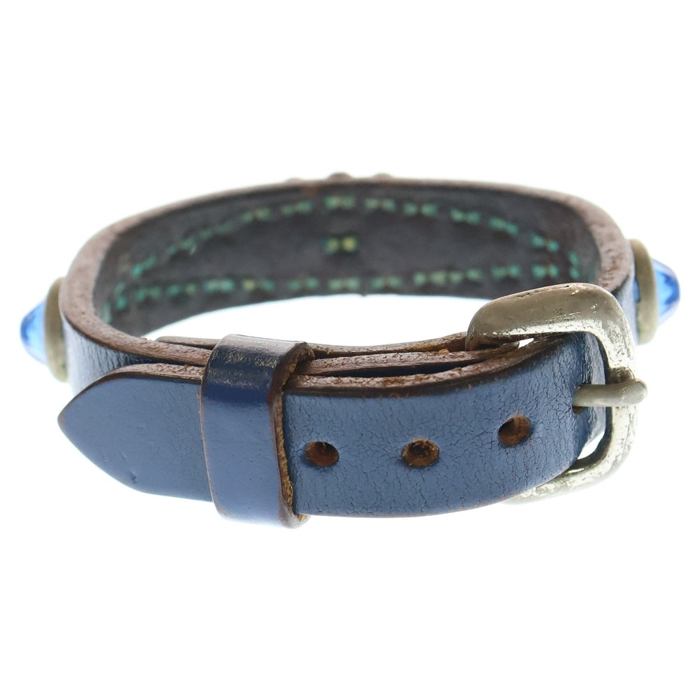 WOLF'S HEAD(ウルフズヘッド) 15mm スタッズ レザー ブレスレット ブルー
