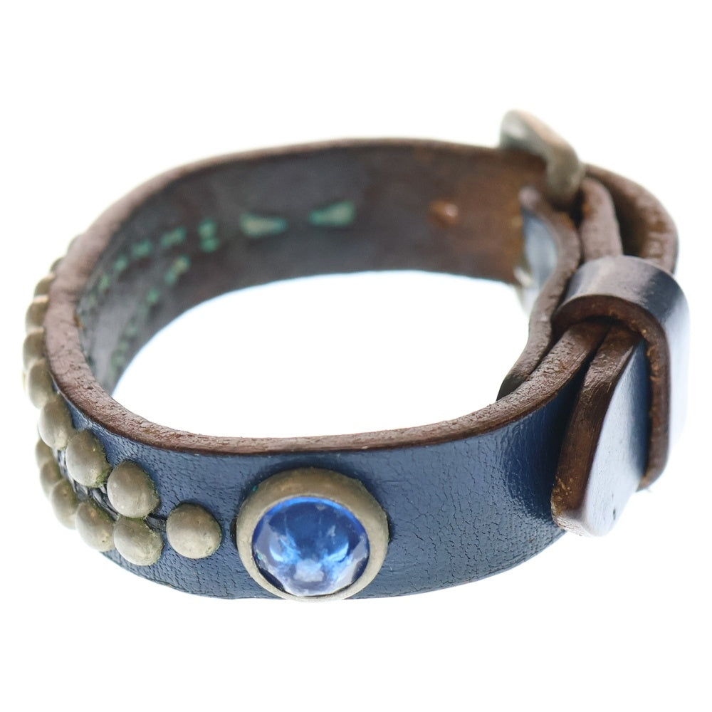 WOLF'S HEAD(ウルフズヘッド) 15mm スタッズ レザー ブレスレット ブルー