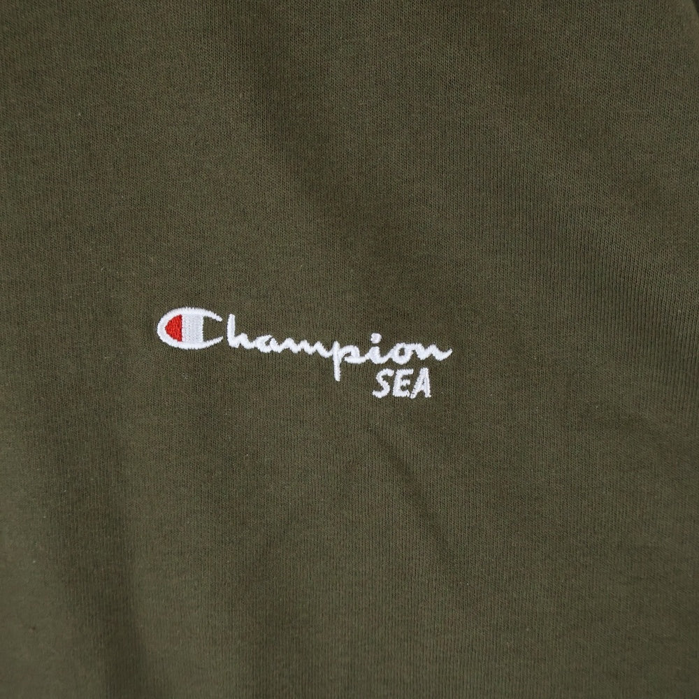 CHAMPION(チャンピオン) ×WIND AND SEA ウィンダンシー ロゴ エンブロイダリー ショートスリーブ ラグラン 半袖Tシャツ カットソー カーキ C8-Z355