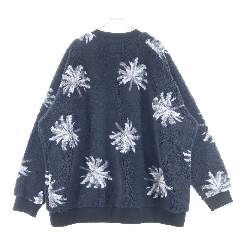 WIND AND SEA(ウィンダンシー) PALM TREE FLEECE CREW NECK パーム ツリー クルーネック ボア スウェット トレーナー ブラック WDS-0-PMT-24-Q1-CS-01