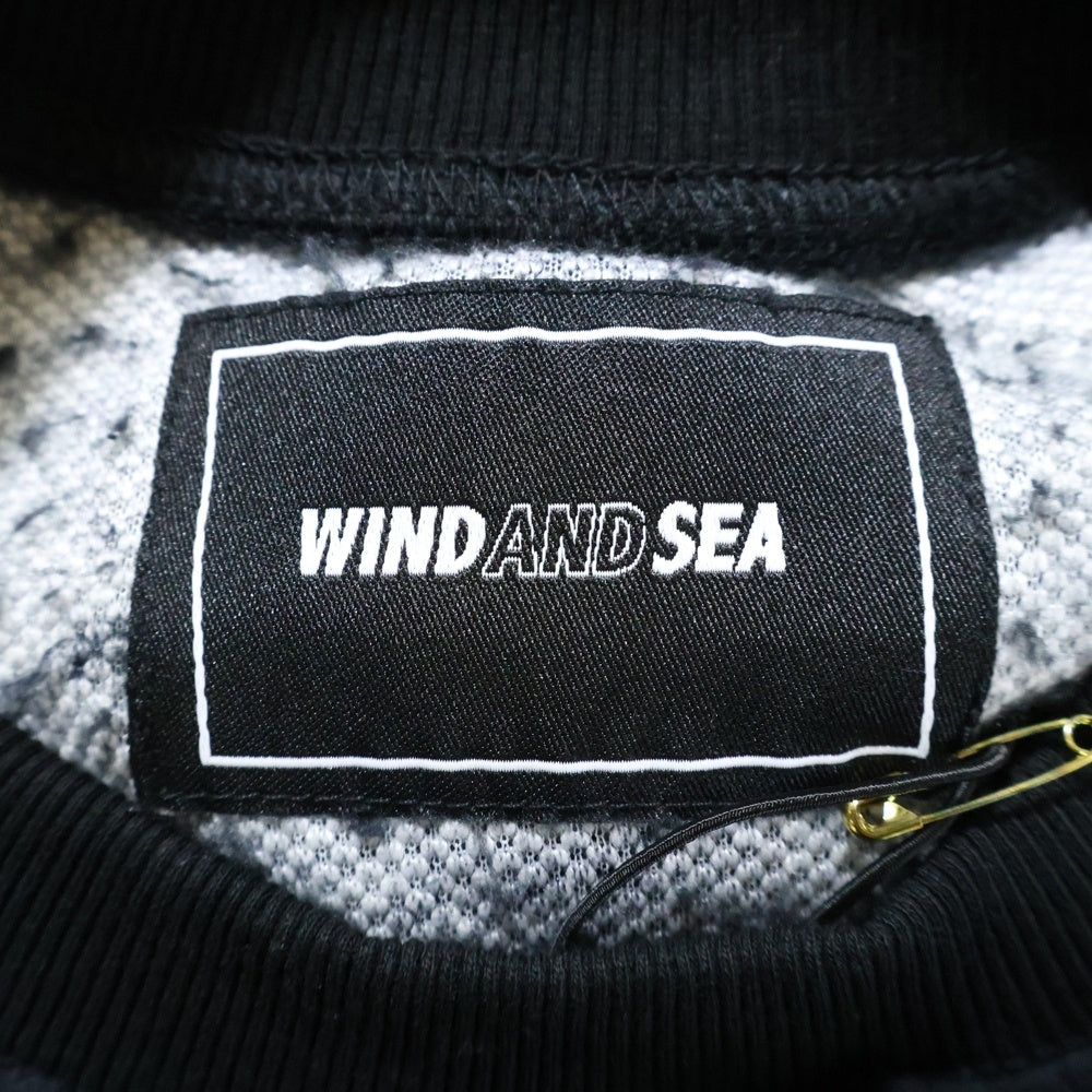 WIND AND SEA(ウィンダンシー) PALM TREE FLEECE CREW NECK パーム ツリー クルーネック ボア スウェット トレーナー ブラック WDS-0-PMT-24-Q1-CS-01