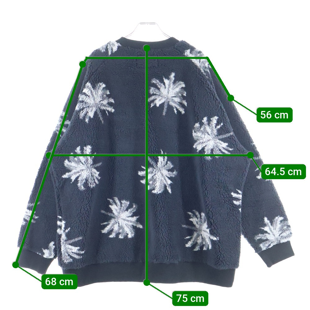 WIND AND SEA(ウィンダンシー) PALM TREE FLEECE CREW NECK パーム ツリー クルーネック ボア スウェット トレーナー ブラック WDS-0-PMT-24-Q1-CS-01