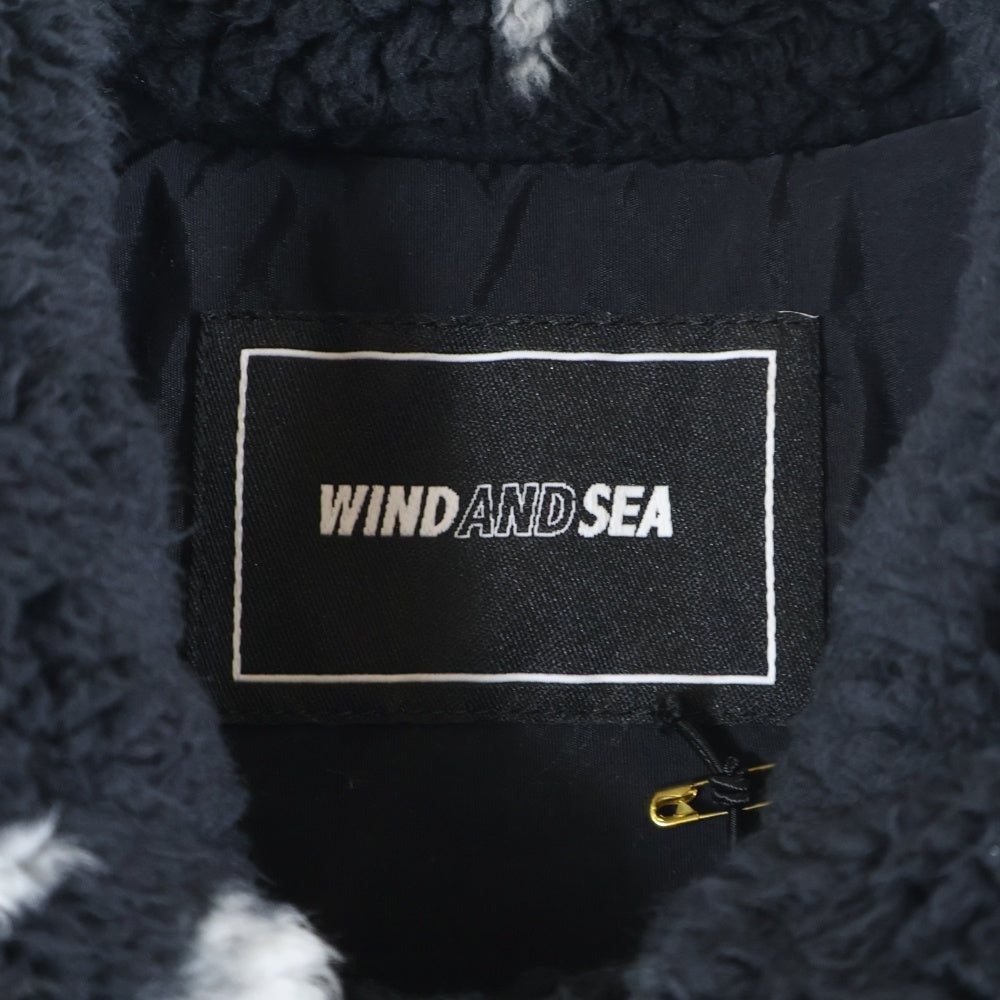 WIND AND SEA(ウィンダンシー) PALM TREE FLEECE BLOUSON パーム ツリー ボタンダウン ボア フリース ジャケット ブルゾン ブラック WDS-O-PMT-24-Q1-JK-04
