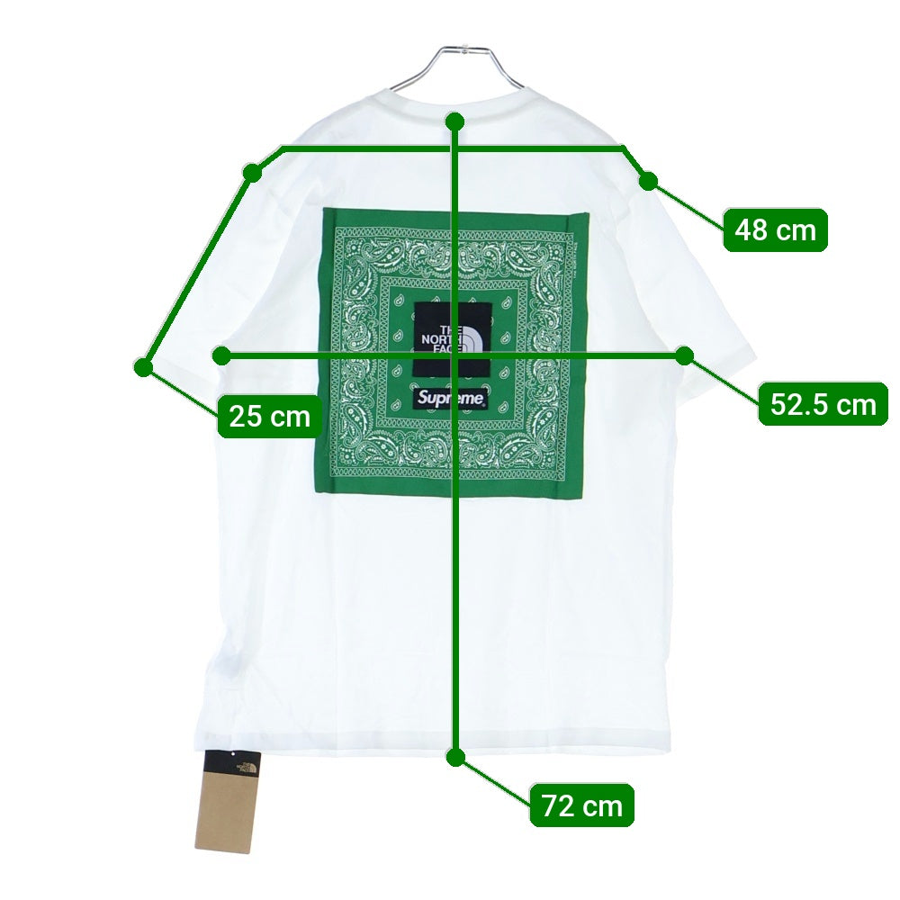 SUPREME(シュプリーム) 22SS ×THE NORTH FACE Bandana S/S Tee ザノースフェイス バンダナ クルーネック半袖Tシャツ カットソー ホワイト/グリーン NT02209I