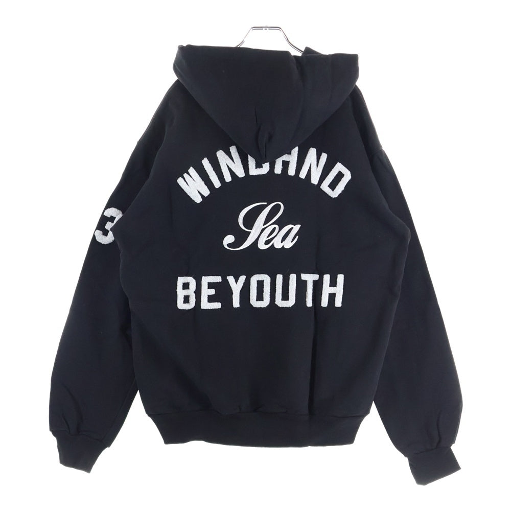 WIND AND SEA(ウィンダンシー) S-HOODIE パイル ロゴパッチ プルオーバー スウェット パーカー ブラック WDS-BYT-RS-03