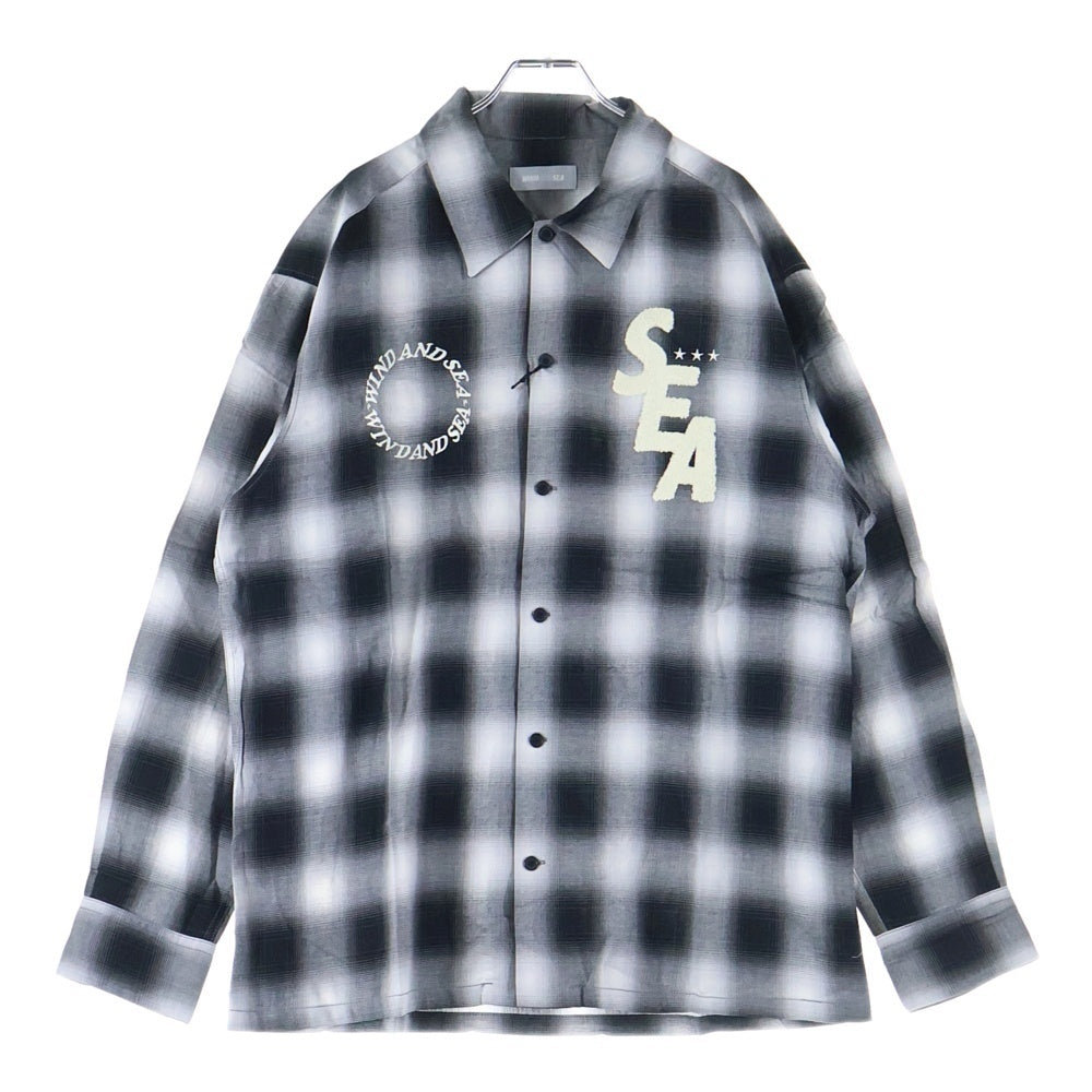WIND AND SEA(ウィンダンシー) PLAID SHIRT 3周年記念 パイル ロゴパッチ レギュラー プレイド 長袖シャツ グレー WDS-BYT-RS-06