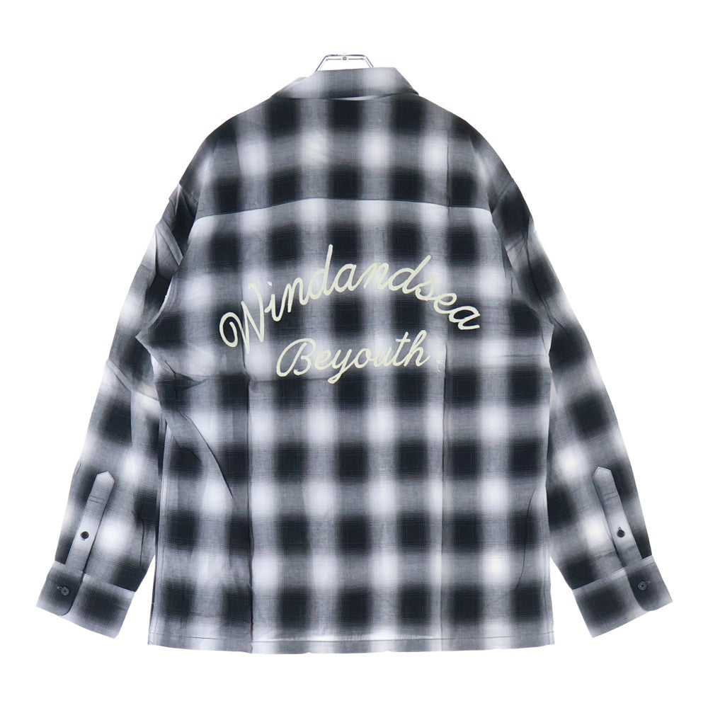 WIND AND SEA(ウィンダンシー) PLAID SHIRT 3周年記念 パイル ロゴパッチ レギュラー プレイド 長袖シャツ グレー WDS-BYT-RS-06