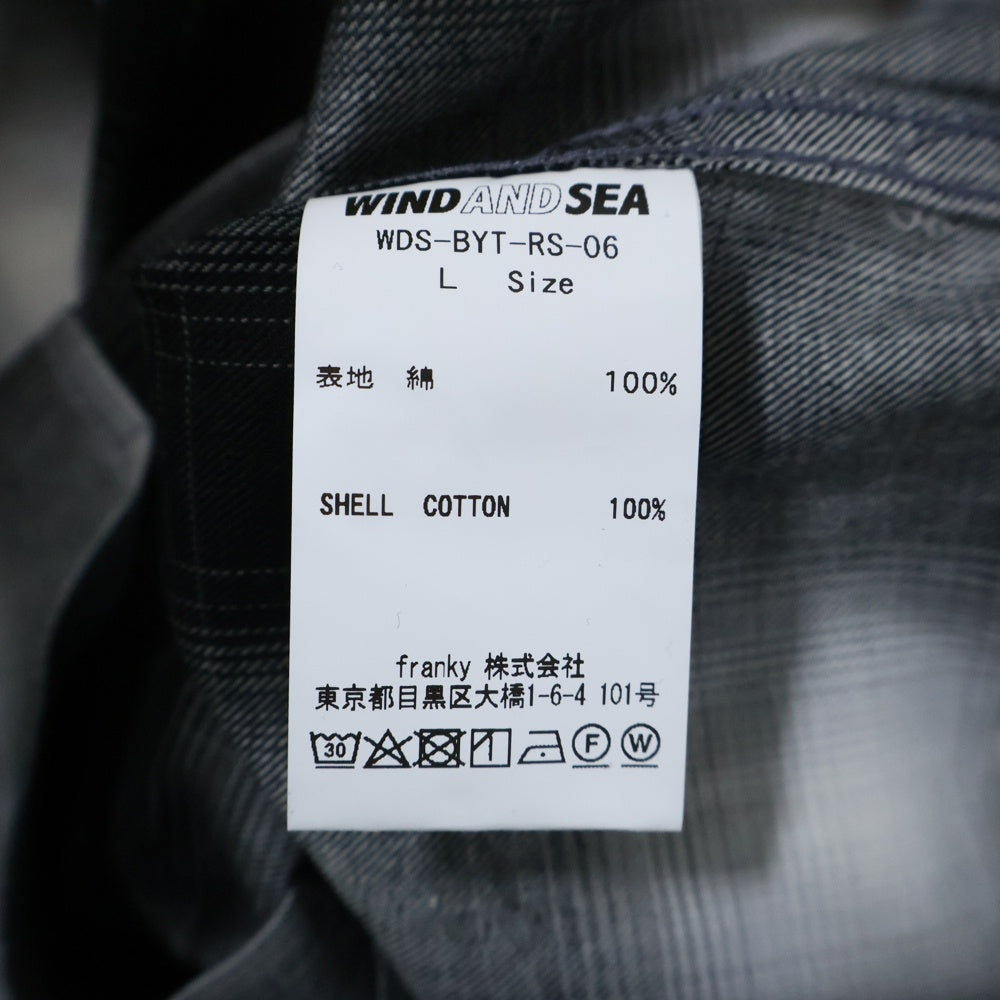 WIND AND SEA(ウィンダンシー) PLAID SHIRT 3周年記念 パイル ロゴパッチ レギュラー プレイド 長袖シャツ グレー WDS-BYT-RS-06