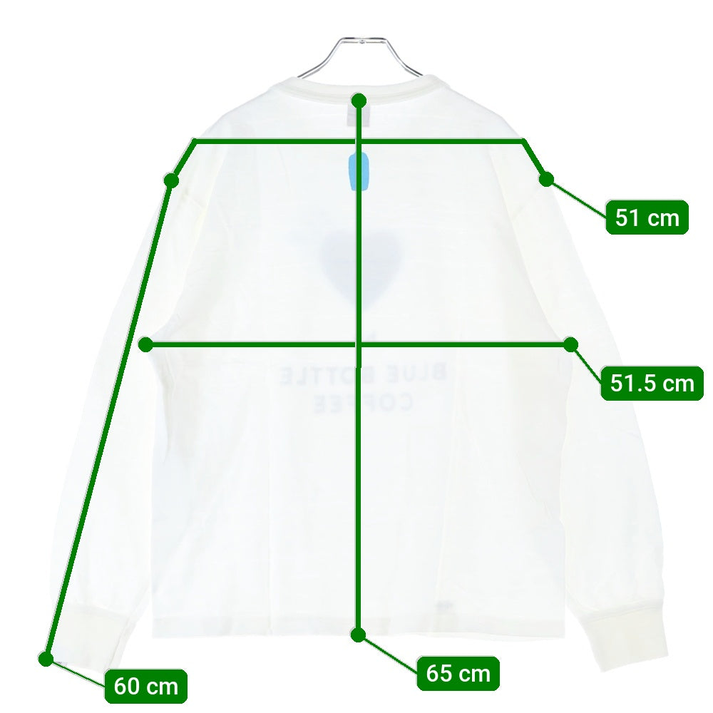 HUMAN MADE(ヒューマンメイド) Blue Bottle L/S Tee WHITE ブルーボトル プリント 長袖 カットソー Tシャツ ロンT ホワイト/ブルー XX22CS011 XL