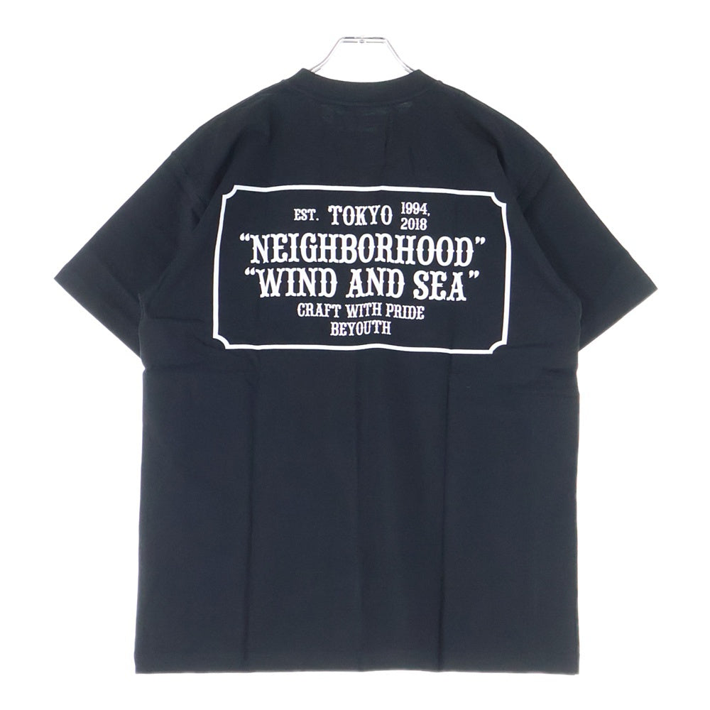 NEIGHBORHOOD(ネイバーフッド) 22AW ×WIND AND SEA HNWDS-02/C-TEE-SS ウィンダンシー ロゴプリント クルーネック 半袖Tシャツカットソー ブラック 221FRWSN-STM02S