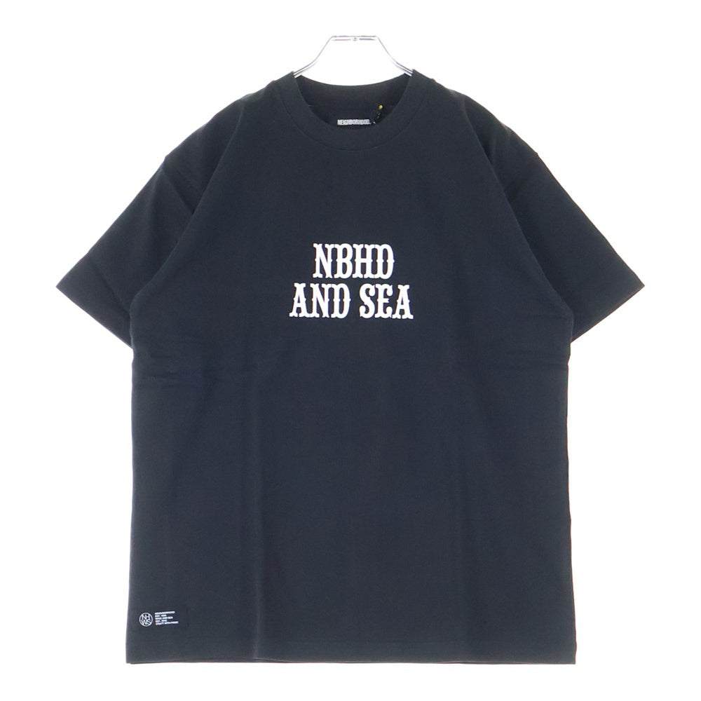 NEIGHBORHOOD(ネイバーフッド) 22AW ×WIND AND SEA HNWDS-02/C-TEE-SS ウィンダンシー ロゴプリント クルーネック 半袖Tシャツカットソー ブラック 221FRWSN-STM02S