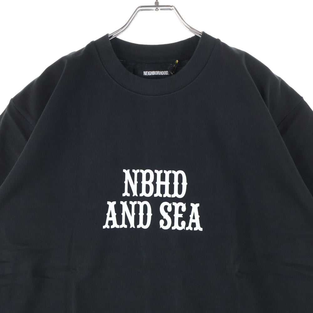 NEIGHBORHOOD(ネイバーフッド) 22AW ×WIND AND SEA HNWDS-02/C-TEE-SS ウィンダンシー ロゴプリント クルーネック 半袖Tシャツカットソー ブラック 221FRWSN-STM02S