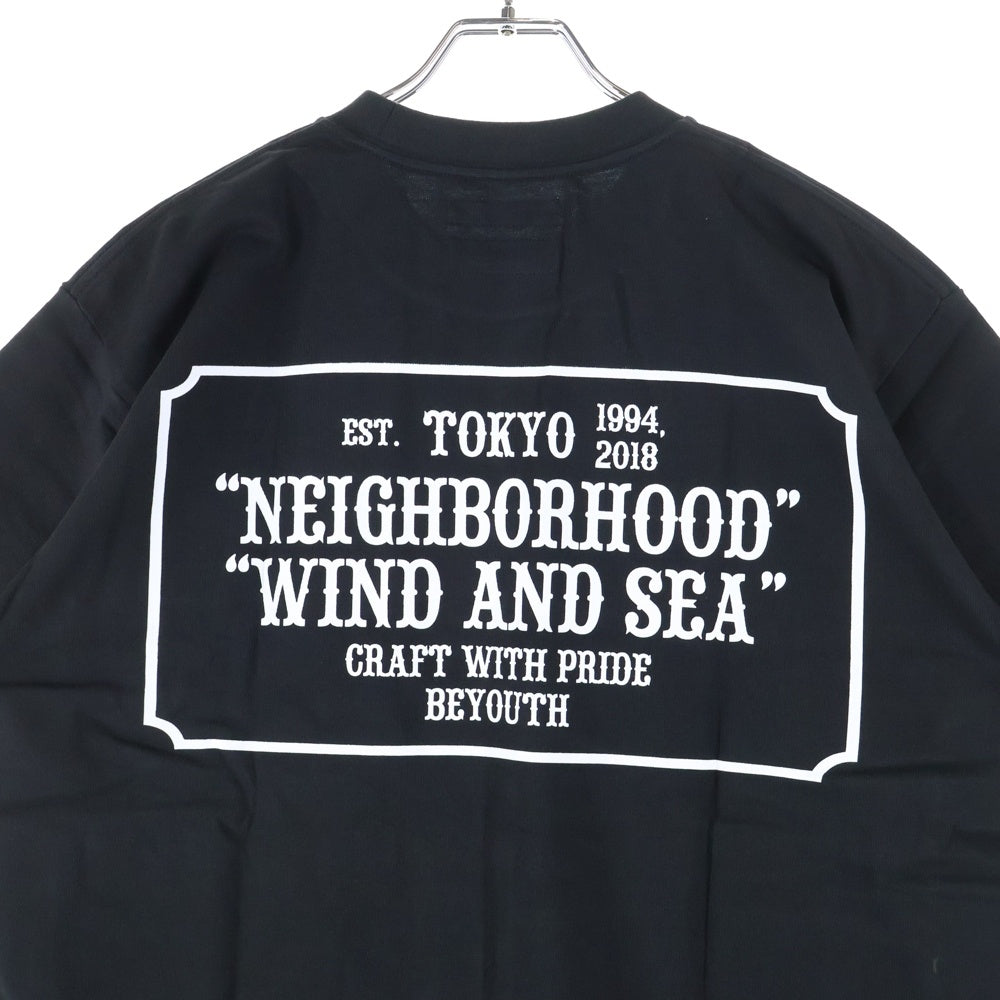 NEIGHBORHOOD(ネイバーフッド) 22AW ×WIND AND SEA HNWDS-02/C-TEE-SS ウィンダンシー ロゴプリント クルーネック 半袖Tシャツカットソー ブラック 221FRWSN-STM02S