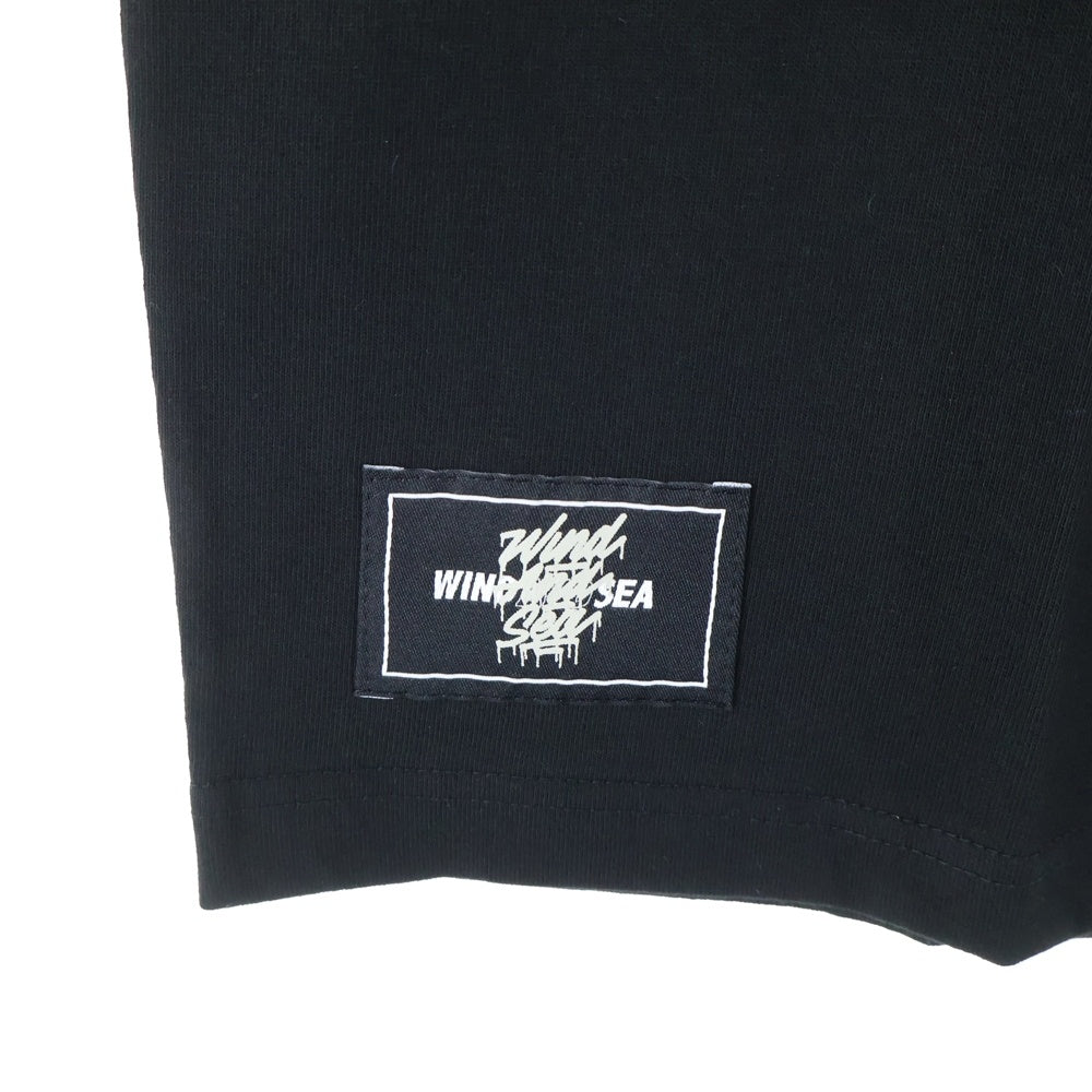 WIND AND SEA(ウィンダンシー) 22SS ×IT'S A LIVING イッツア リビング ロゴプリント クルーネック 半袖Tシャツカットソー ブラック ITLIV-CSTF-22A-13