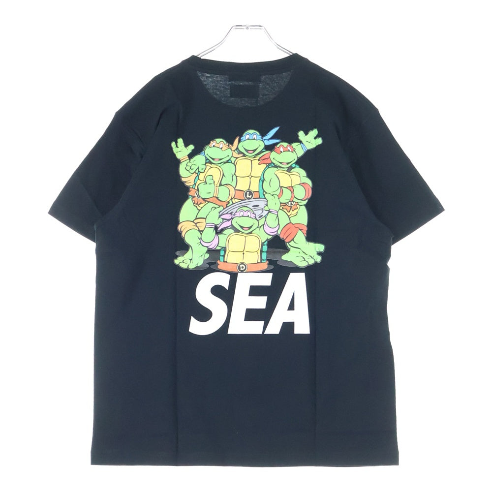 WIND AND SEA(ウィンダンシー) 21AW ×TURTLES ×PIZZANISTA! TOKYO タートルズ ピザニスタ! トウキョウ フロントプリント クルーネック半袖Tシャツカットソー ブラック TT-WS2108