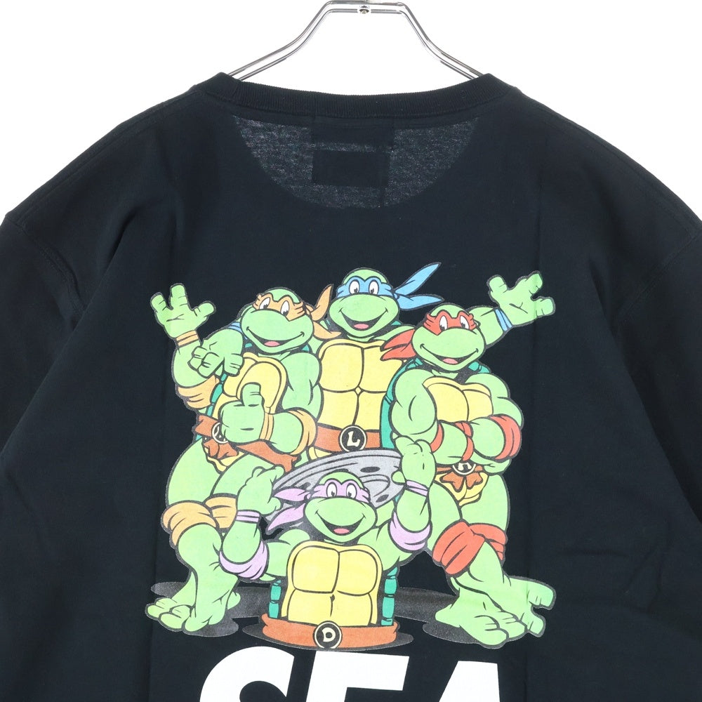 WIND AND SEA(ウィンダンシー) 21AW ×TURTLES ×PIZZANISTA! TOKYO タートルズ ピザニスタ! トウキョウ フロントプリント クルーネック半袖Tシャツカットソー ブラック TT-WS2108