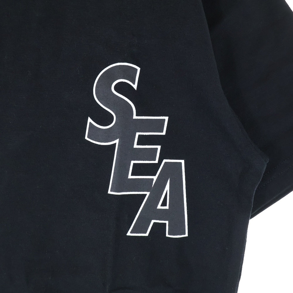 HYSTERIC GLAMOUR(ヒステリックグラマー) 20AW ×WIND AND SEA ウィンダンシー ロゴプリント クルーネック半袖Tシャツカットソー ブラック WDS-HYS-3-08