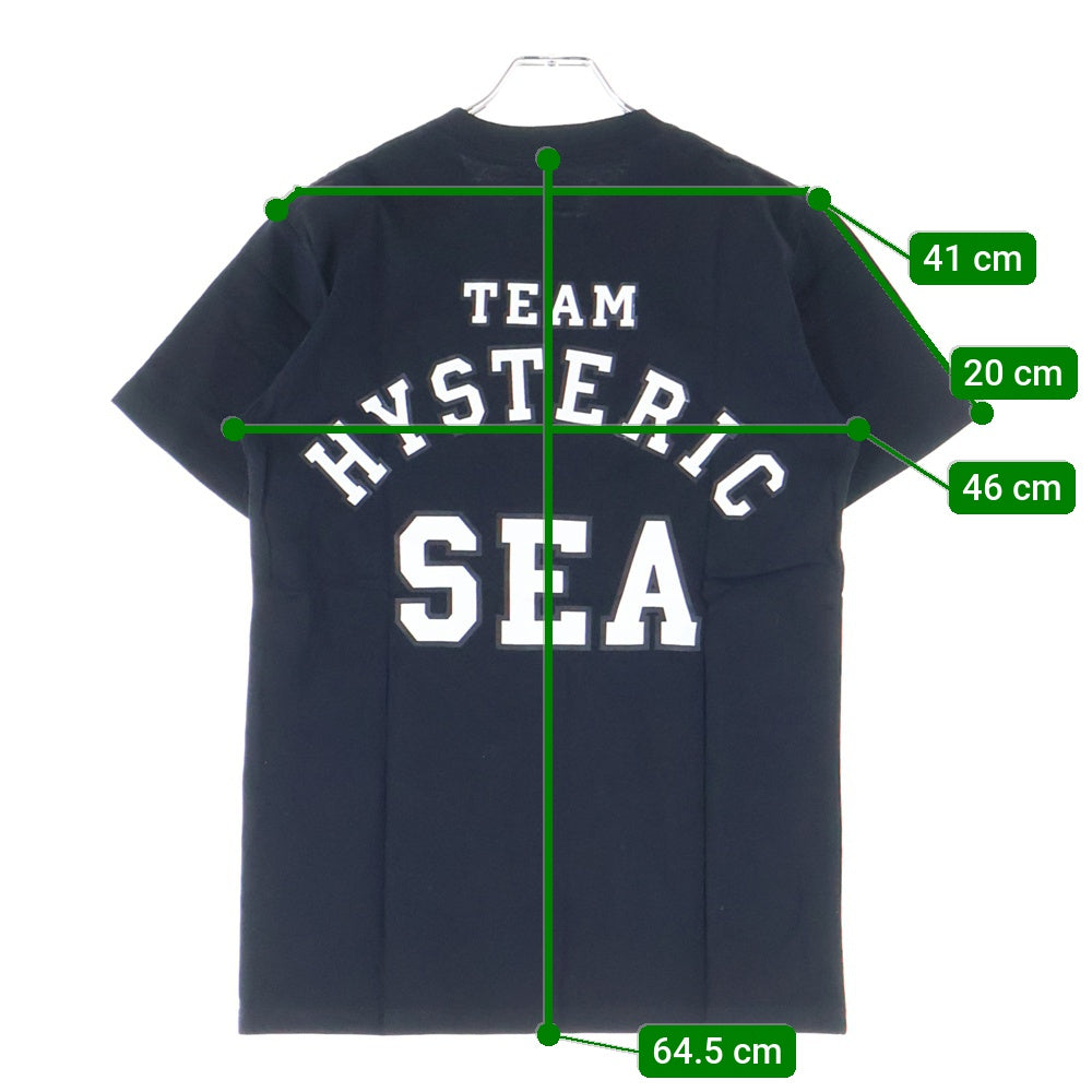 HYSTERIC GLAMOUR(ヒステリックグラマー) 20AW ×WIND AND SEA ウィンダンシー ロゴプリント クルーネック半袖Tシャツカットソー ブラック WDS-HYS-3-08