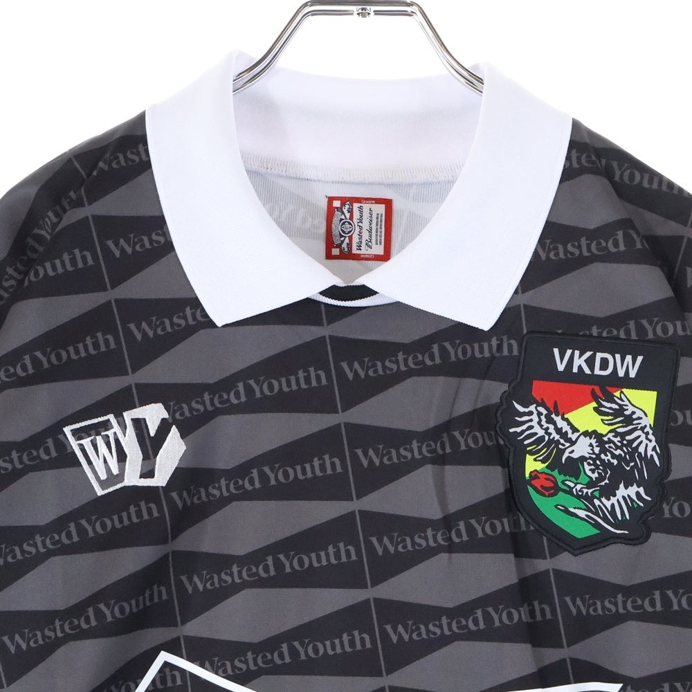 WASTED YOUTH(ウェイステッドユース) BUDWEISER SOCCER GAME SHIRT サッカーゲーム 半袖ポロシャツ ブラック WY21CS001