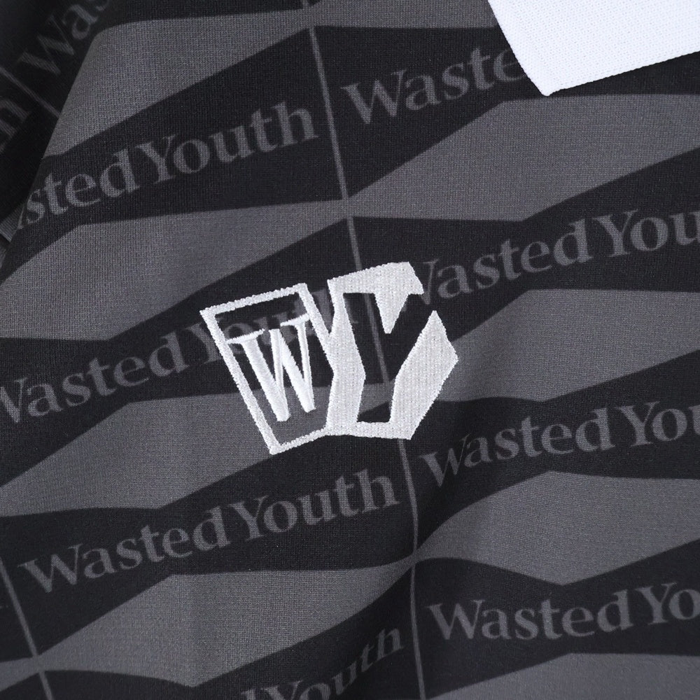 WASTED YOUTH(ウェイステッドユース) BUDWEISER SOCCER GAME SHIRT サッカーゲーム 半袖ポロシャツ ブラック WY21CS001