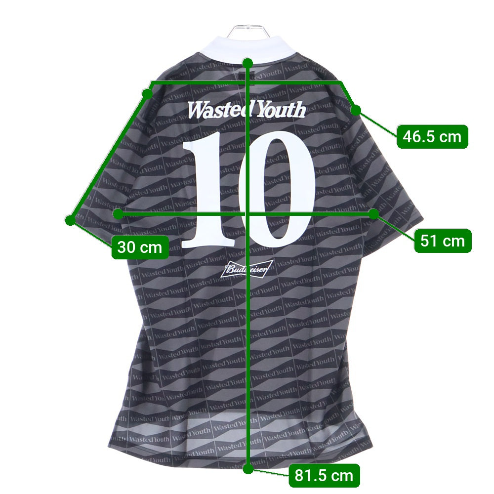 WASTED YOUTH(ウェイステッドユース) BUDWEISER SOCCER GAME SHIRT サッカーゲーム 半袖ポロシャツ ブラック WY21CS001
