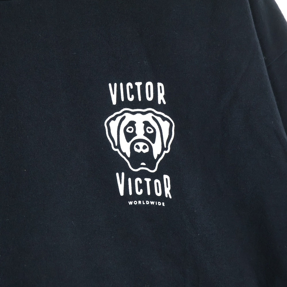 HUMAN MADE(ヒューマンメイド) 23SS ×Victor Victor Worldwide L/S T-Shirt ヴィクター ヴィクター ワールドワイド ドッグ プリント ロングスリーブ 長袖Tシャツ ブラック XX25CS004 XL