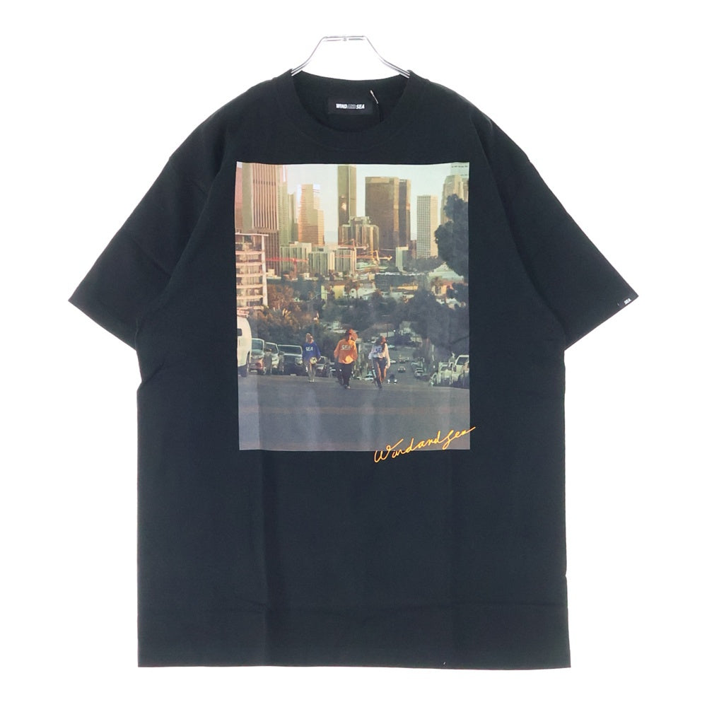 WIND AND SEA(ウィンダンシー) WILD&FREE CITY PHOTO TEE ワイルド アンド フリー フォトプリント クルーネック 半袖Tシャツ カットソー ブラック WDS-CS-357