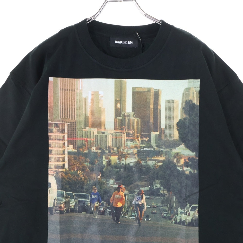 WIND AND SEA(ウィンダンシー) WILD&FREE CITY PHOTO TEE ワイルド アンド フリー フォトプリント クルーネック 半袖Tシャツ カットソー ブラック WDS-CS-357