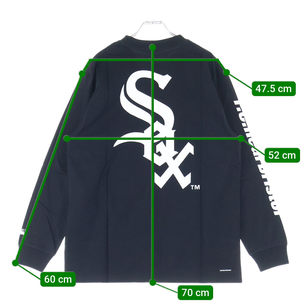 F.C.R.B./F.C.Real Bristol/FCRB(エフシーアールビー/エフシーレアルブリストル) MLB L/S TEAM TEE ヤンキース プリント クルーネック 長袖Tシャツ カットソー ブラック FCRB-212114