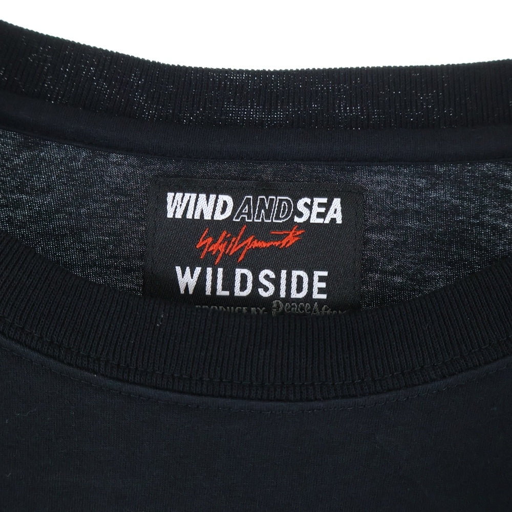 WIND AND SEA(ウィンダンシー) 22SS ×Yohji Yamamoto SIGNATURE-STYLE LOGO LONG SLEEVE T-SHIRT ヨウジヤマモト シグネイチャー スタイル ロゴプリント 半袖Tシャツ WA-22WSLT-01