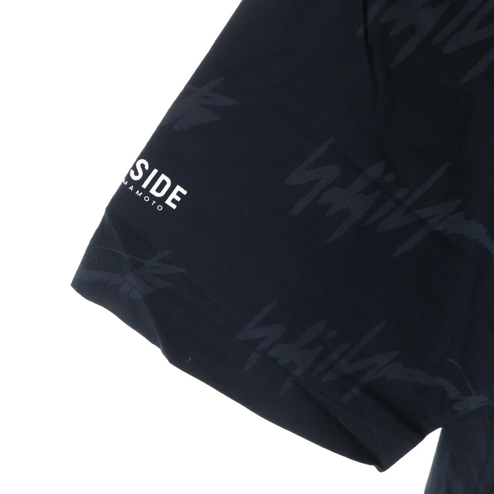 WIND AND SEA(ウィンダンシー) 22SS ×Yohji Yamamoto MONOGRAM PRINT T-SHIRT ヨウジヤマモト モノグラム ロゴ プリント クルーネック 半袖Tシャツ カットソー ブラック WA-22WSTE-02