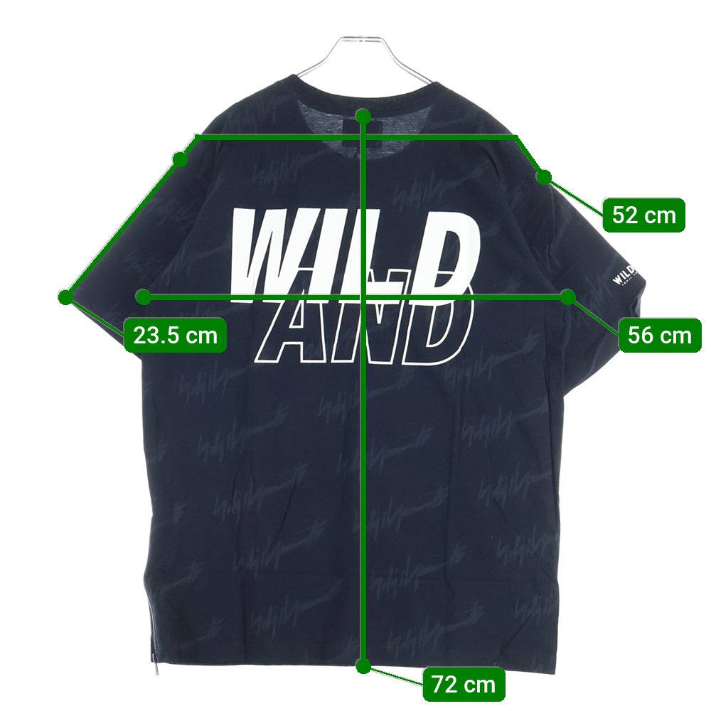 WIND AND SEA(ウィンダンシー) 22SS ×Yohji Yamamoto MONOGRAM PRINT T-SHIRT ヨウジヤマモト モノグラム ロゴ プリント クルーネック 半袖Tシャツ カットソー ブラック WA-22WSTE-02
