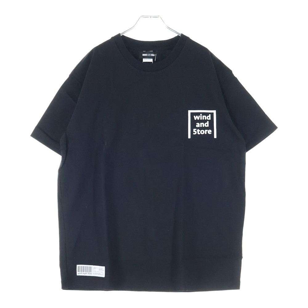 WIND AND SEA(ウィンダンシー) ×good night 5tore NIGHT AND T-SHIRT グッド ナイト ストア ナイト アンド ロゴプリント クルーネック 半袖Tシャツ カットソー ブラック WDS-GN5-04