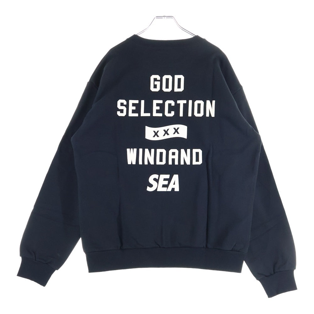 WIND AND SEA(ウィンダンシー) 21AW ×GOD SELECTION WDS CREWNECK ゴッドセレクション ロゴ エンブロイダリー クルーネック スウェット トレーナー ブラック WDS-XXX-21A-09