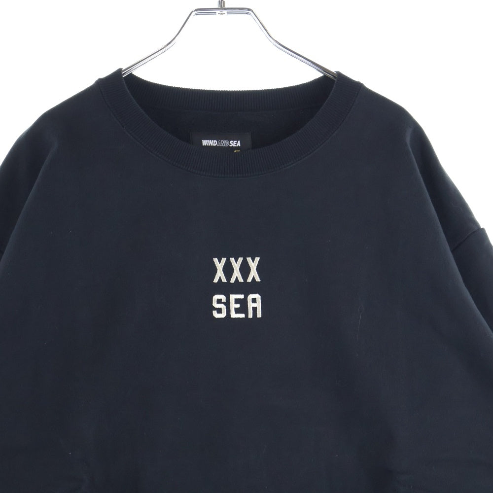 WIND AND SEA(ウィンダンシー) 21AW ×GOD SELECTION WDS CREWNECK ゴッドセレクション ロゴ エンブロイダリー クルーネック スウェット トレーナー ブラック WDS-XXX-21A-09